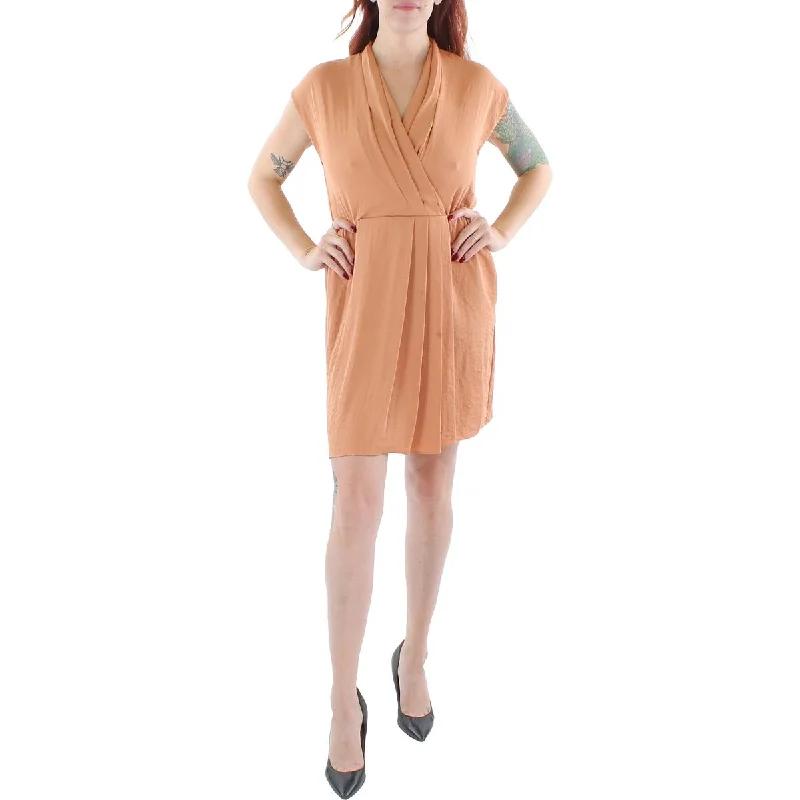 One-Day Sale Rachel Rachel Roy Womens Sateen Pleated Fit & Flare Dress