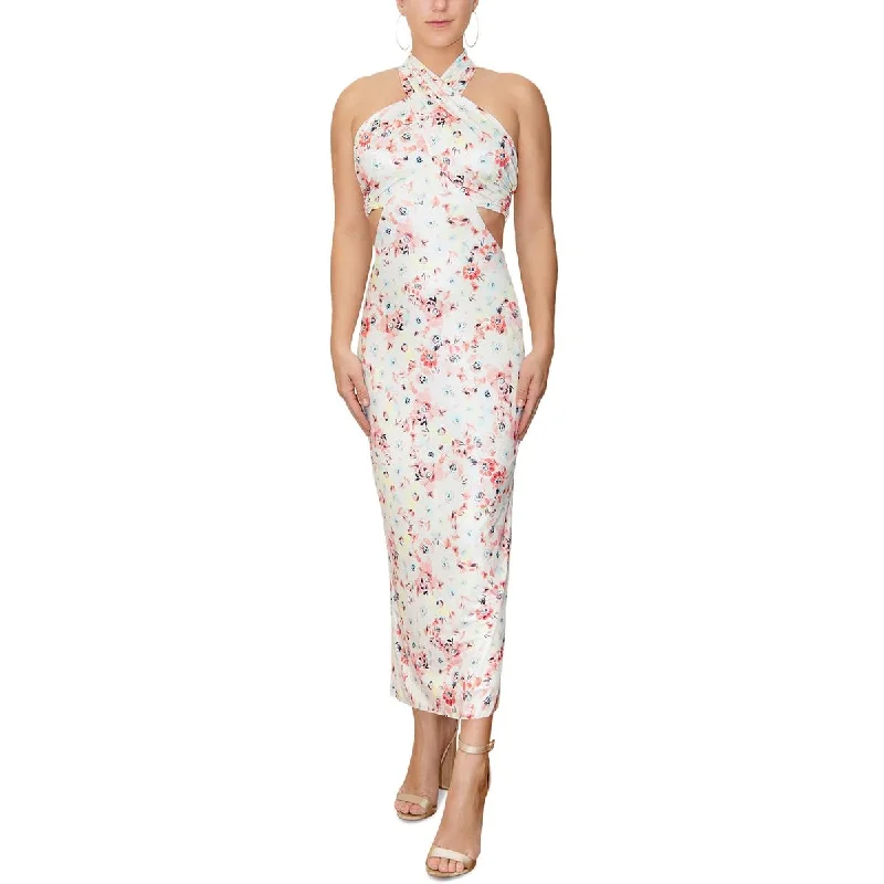 Weekend Hot Deals Rachel Rachel Roy Womens Zahara Printed Cut-Out Midi Dress