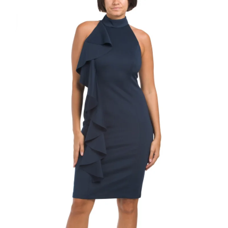 Rachel Zoe Women's Halter Neck Ruffle Midi Dress