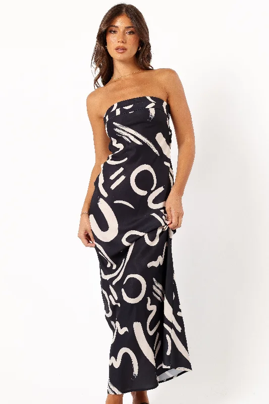 Offer Ending Soon Remmie Strapless Maxi Dress - Black/White