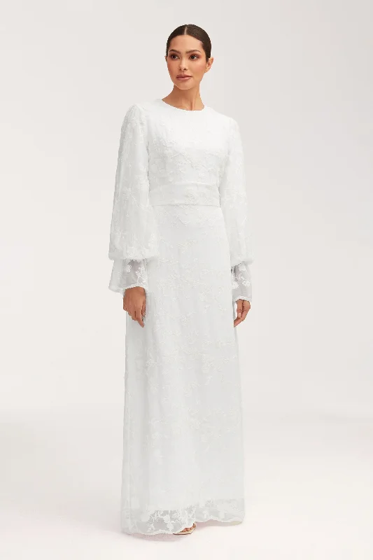 Shop & Save Instantly Romaissa White Lace Maxi Dress