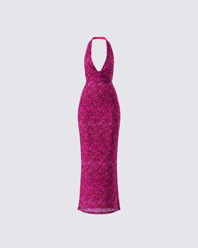 Sabine Purple Sequin Maxi Dress