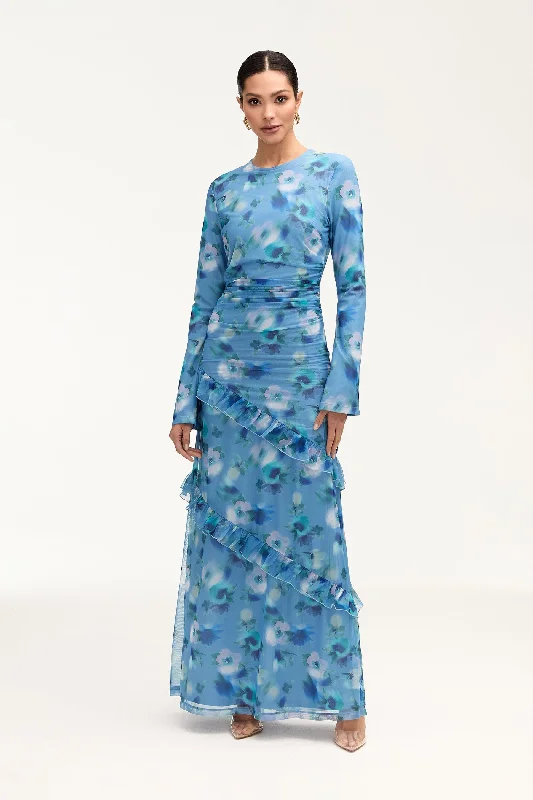 Shop More, Save More Sabrina Waterfall Mesh Maxi Dress - Floral
