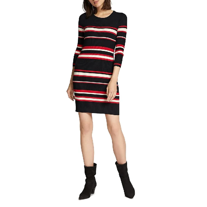 Weekend Exclusive Discounts Sanctuary Women's Ribbed Knit Striped 3/4 Sleeve Mini Sweaterdress