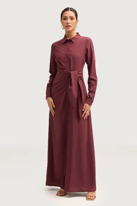 Sandra Side Tie Maxi Dress - Marron