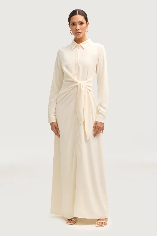 Sandra Side Tie Maxi Dress - Off White