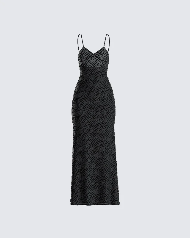 Santana Black Mesh Maxi Dress