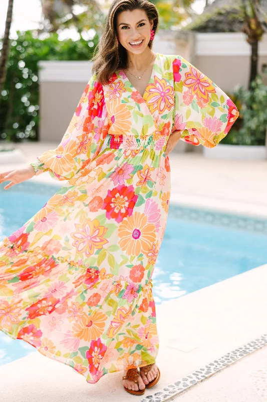 Weekend Offers Galore Say It Loud Fuchsia Pink Flroal Maxi Dress