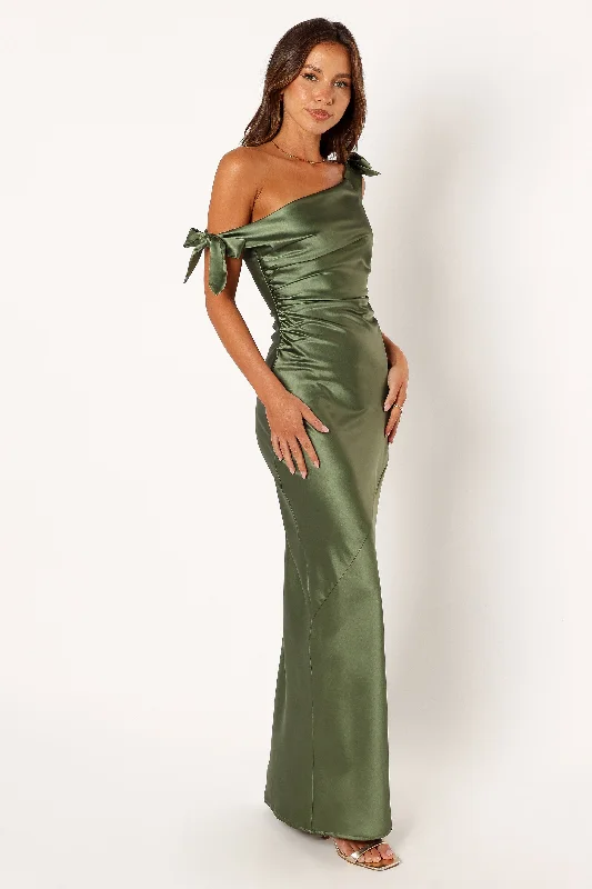 Clearance Event Selma Off Shoulder Maxi Dress - Olive