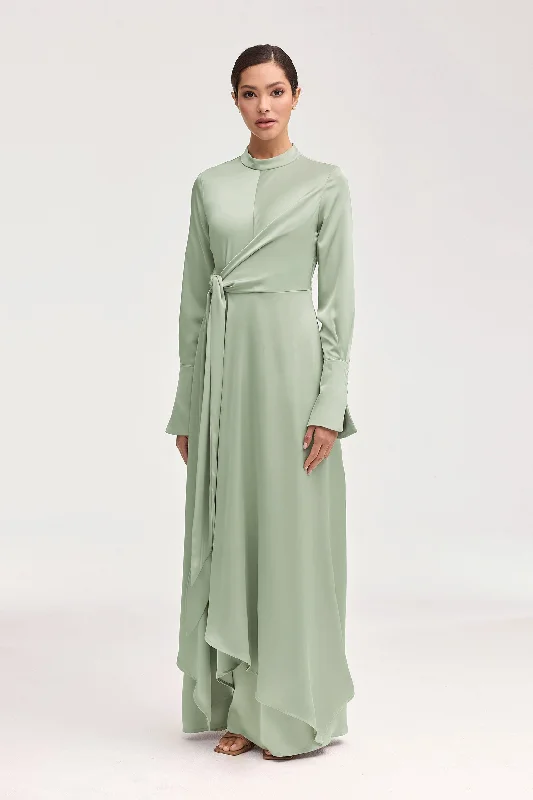 Don’t Miss These Deals Serena Satin Side Tie Maxi Dress - Pistachio
