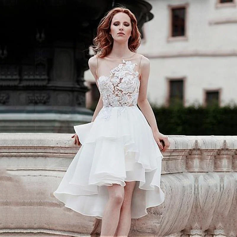 Crazy Price Cuts Short Hi-Lo Mini Beach Wedding Dress