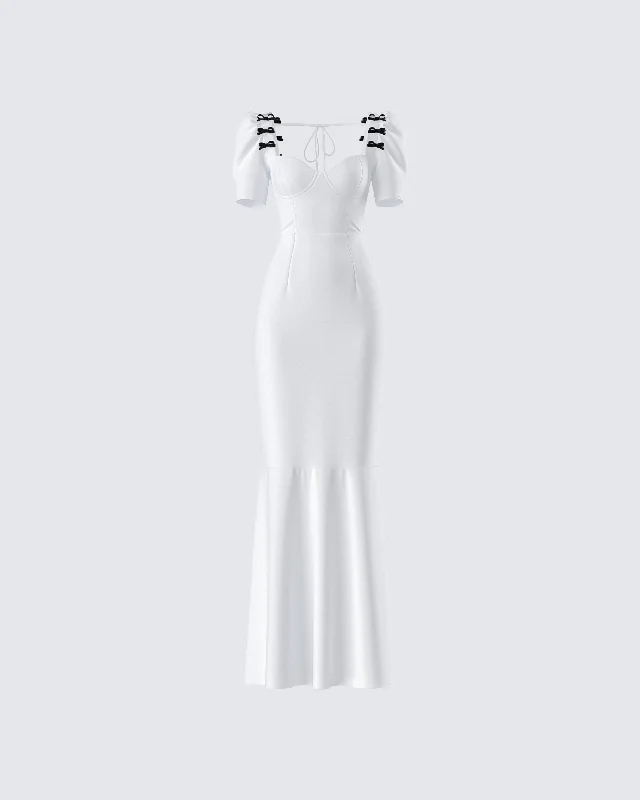 Sia White Puff Sleeve Maxi Dress