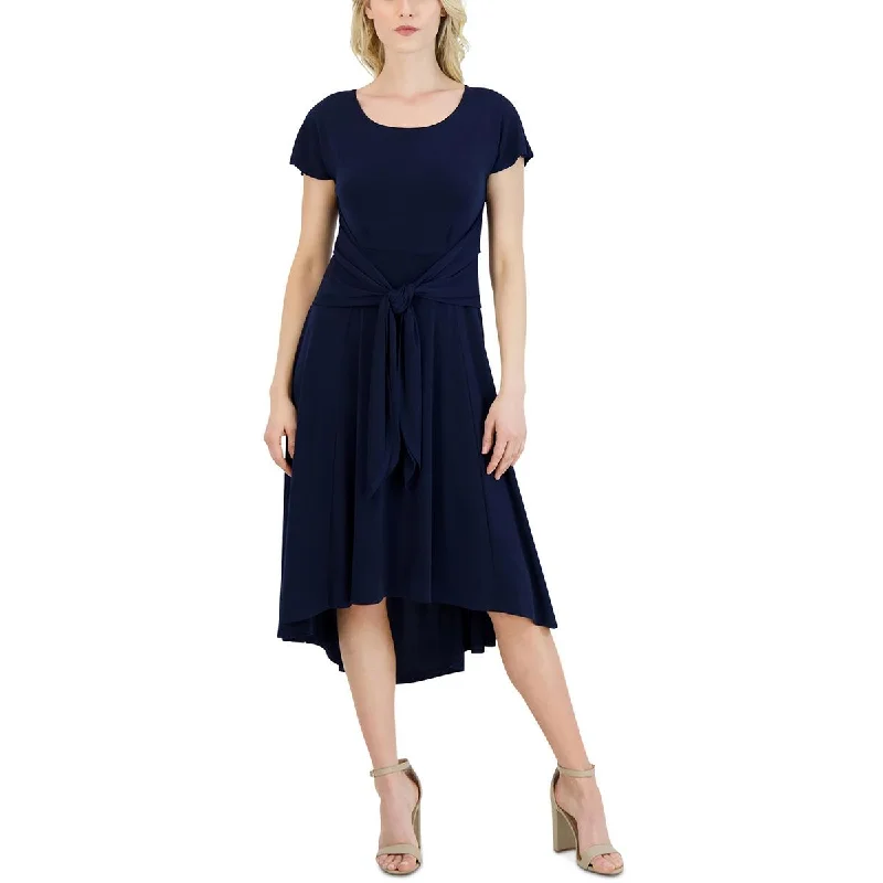 Exclusive Offer Signature By Robbie Bee Womens Petites Short Sleeve Hi-Low Midi Dress
