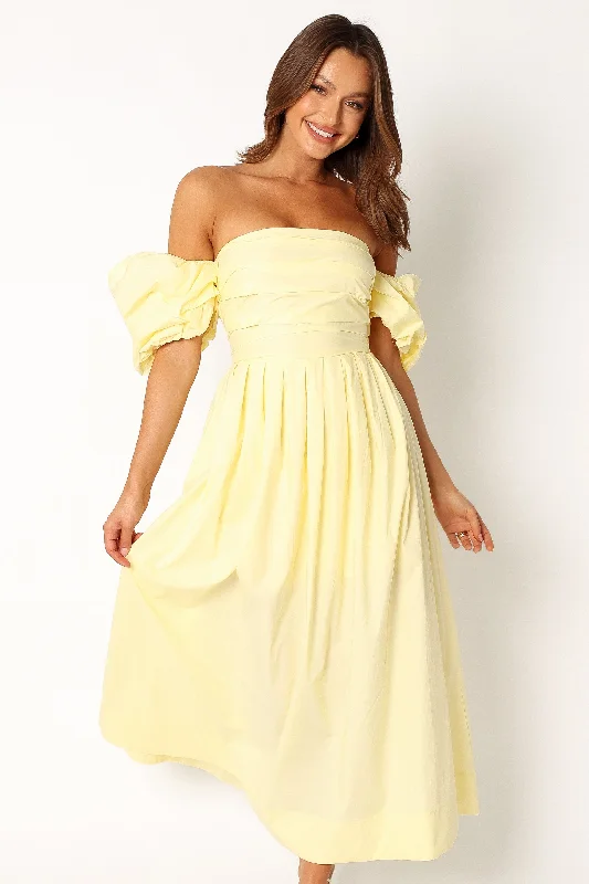 Best Price Guarantee Solana Off Shoulder Midi Dress - Yellow