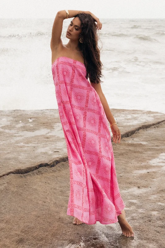 Shop & Save More Soph Strapless Maxi Dress - Pink Red