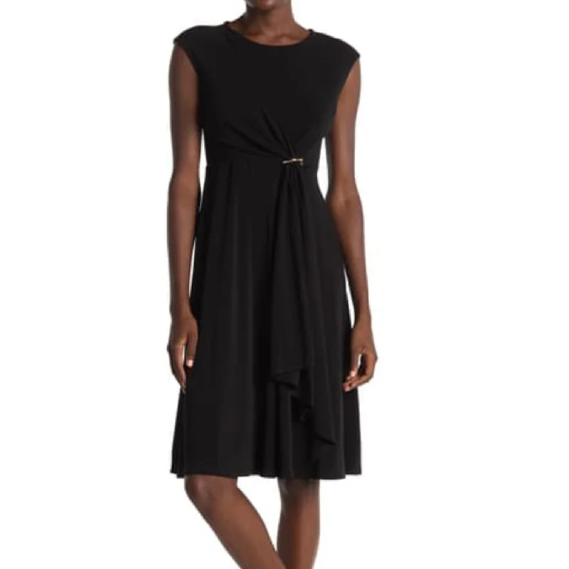 T Tahari Women's Draped Front Fit & Flare Midi Dress