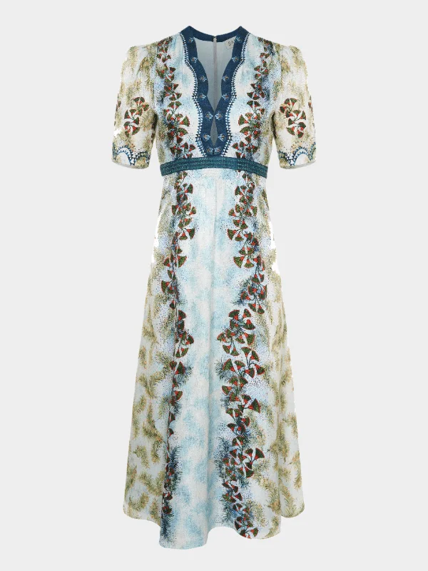 Weekend Deal Fever Tabitha Midi Dress in Feather Papyrus