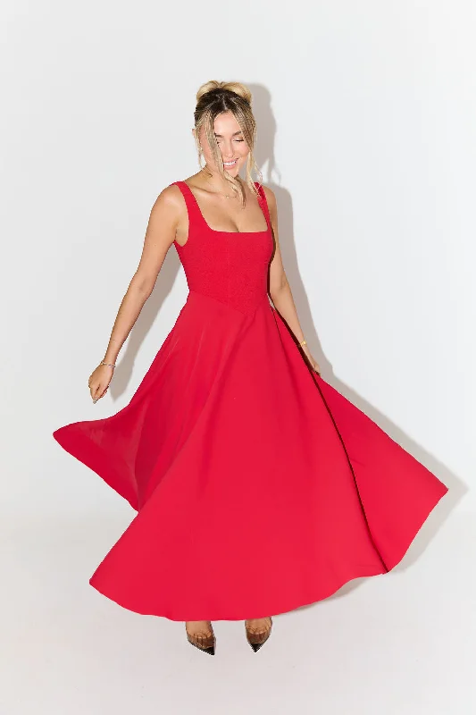 Crazy Price Cuts The Ultimate Muse High Waist Square Neck Midi Dress