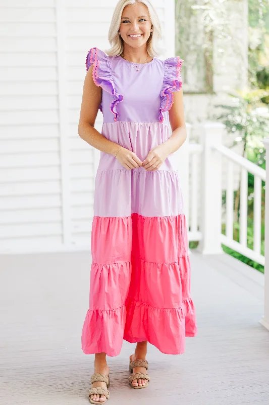 Weekend Special Discounts Thinking About It Purple Colorblock Maxi Dress