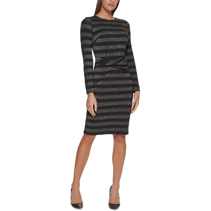 Tommy Hilfiger Womens Twist Front Midi Sheath Dress