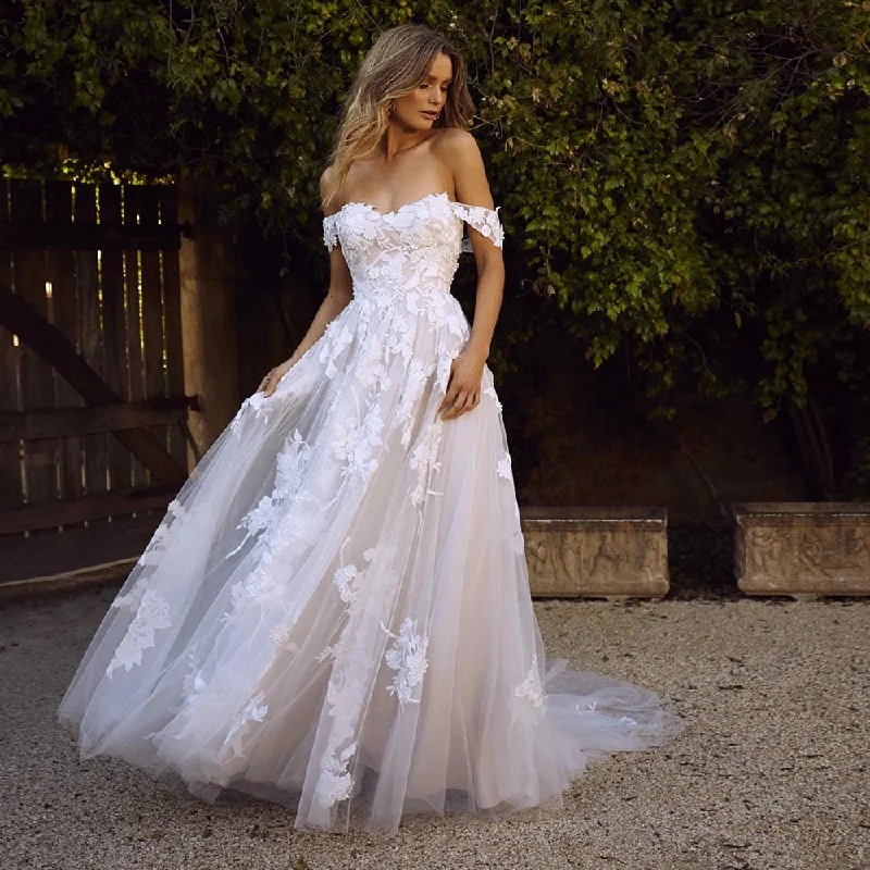 Shop More, Save More Off the Shoulder Backless Elegant Wedding Dress with Detachable Sleeves Shop More, Save More Off the Shoulder Backless Elegant Wedding Dress with Detachable Sleeves