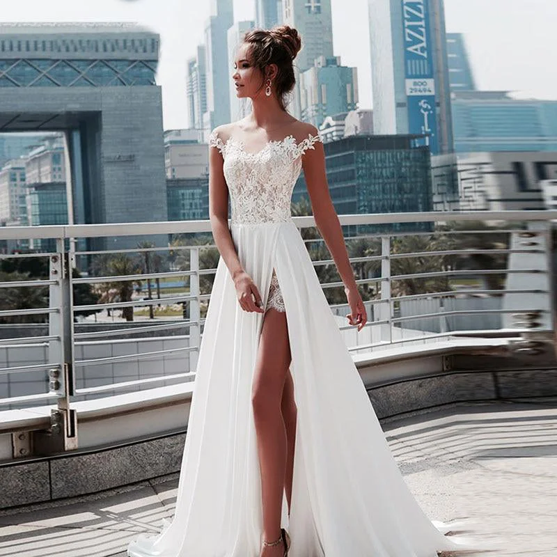 Weekend Only Sale Vintage Beach Appliques Lace Boho Wedding Gown