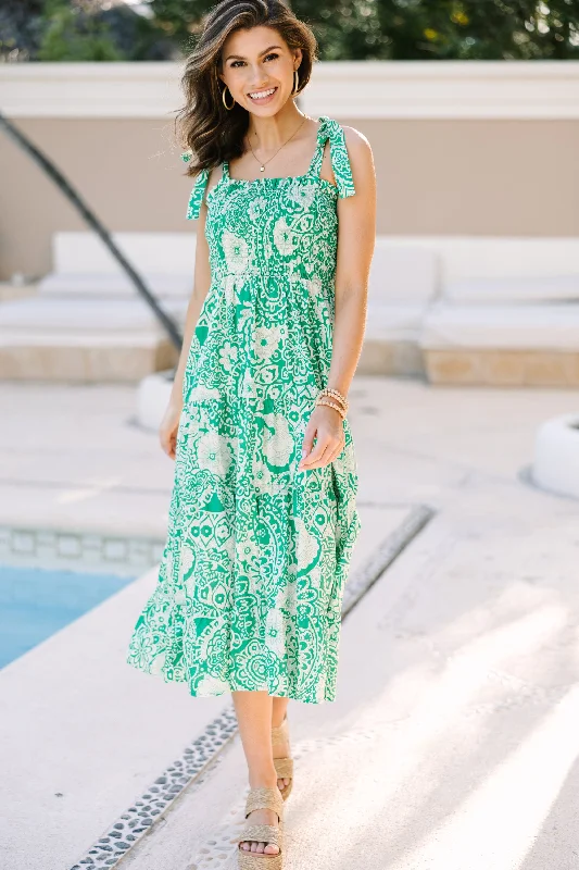 Flash Price Drops What It's All About Green Floral Midi Dress
