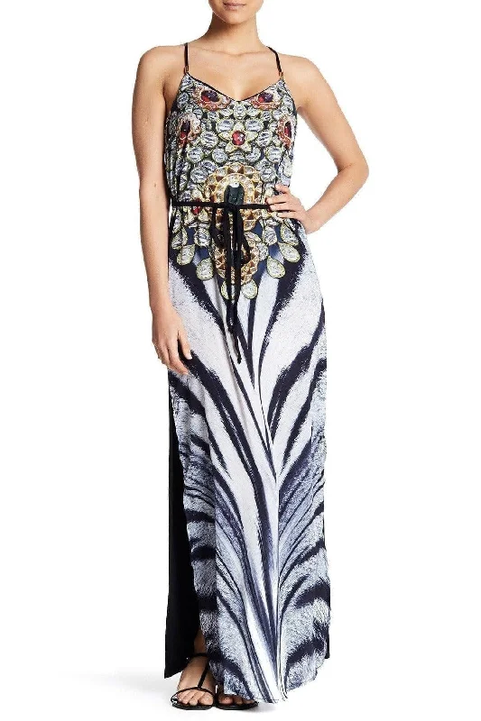 Women's fashion Printed T Back Maxi Dress with Front Pockets | Lounge wear Dresses