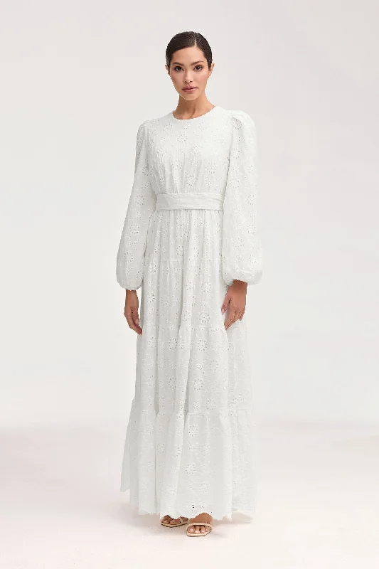 Zaynab White Eyelet Maxi Dress