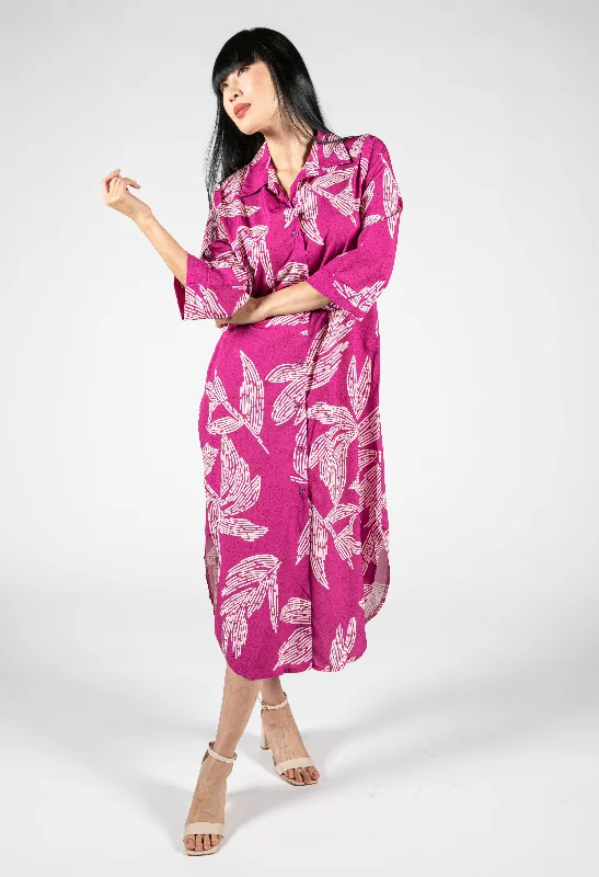 Shop Now, Save More Abstract Leaf Print Shirt Dress