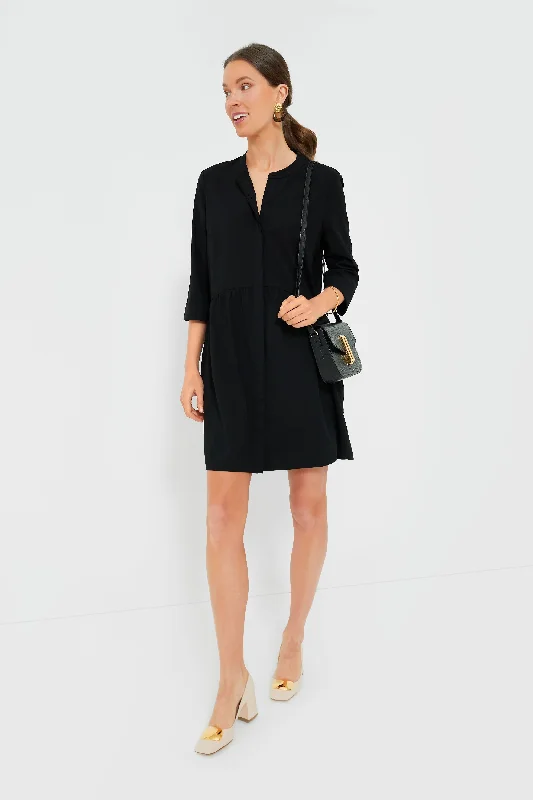 Flash Offer Black Stretch Crepe Royal Shirt Dress