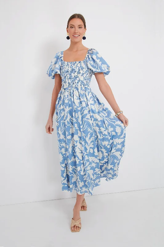 Limited Edition Blue Puff Sleeve Midi Dress