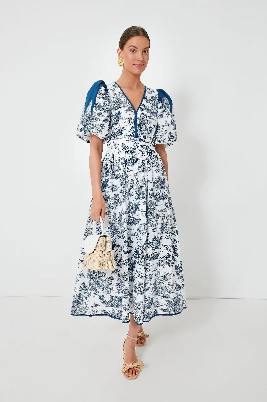 Unbeatable Prices Blue Toile Reynolds Midi Dress