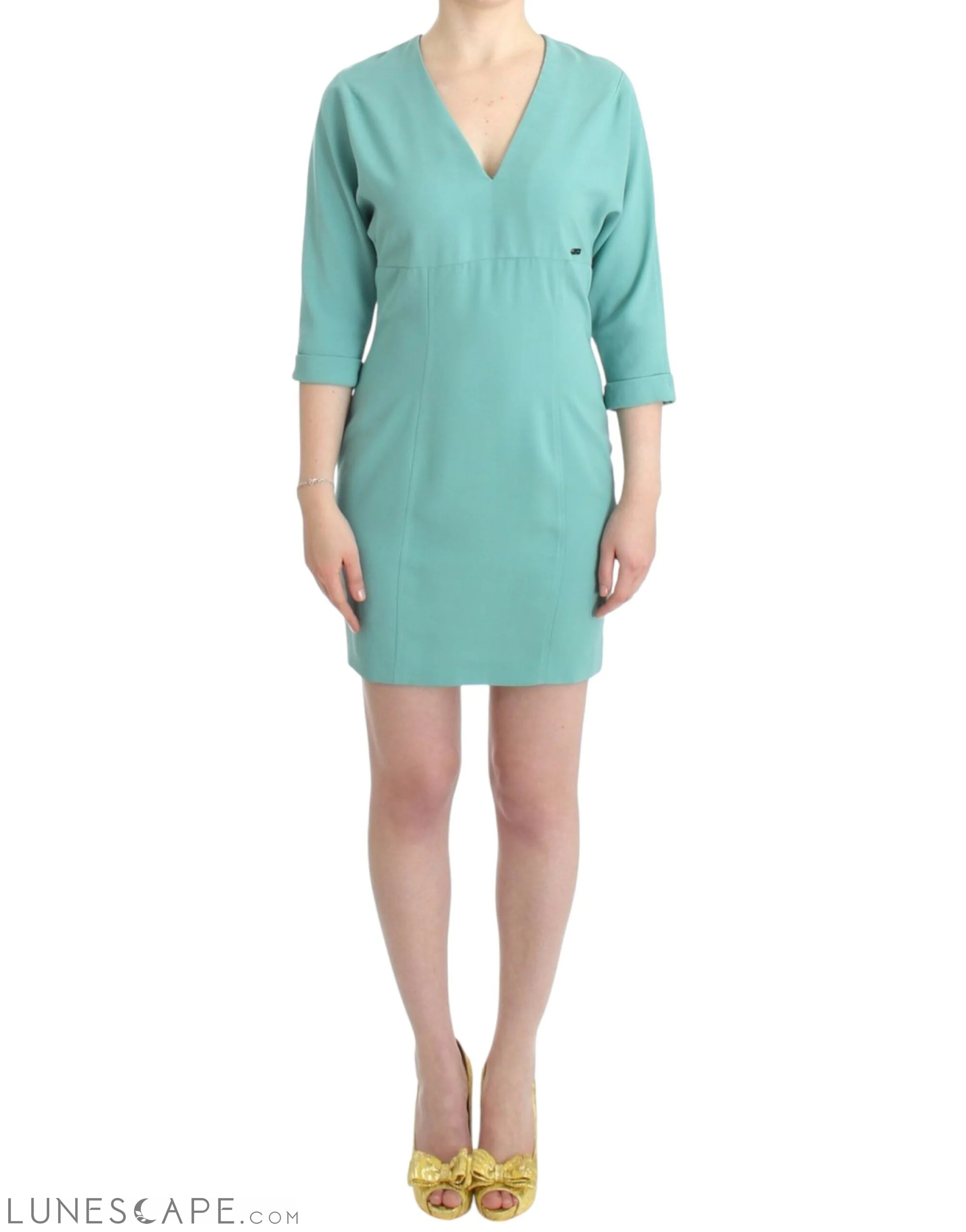 Weekend Steals and Deals Costume National Elegant Green V-Neck Midi Dress
