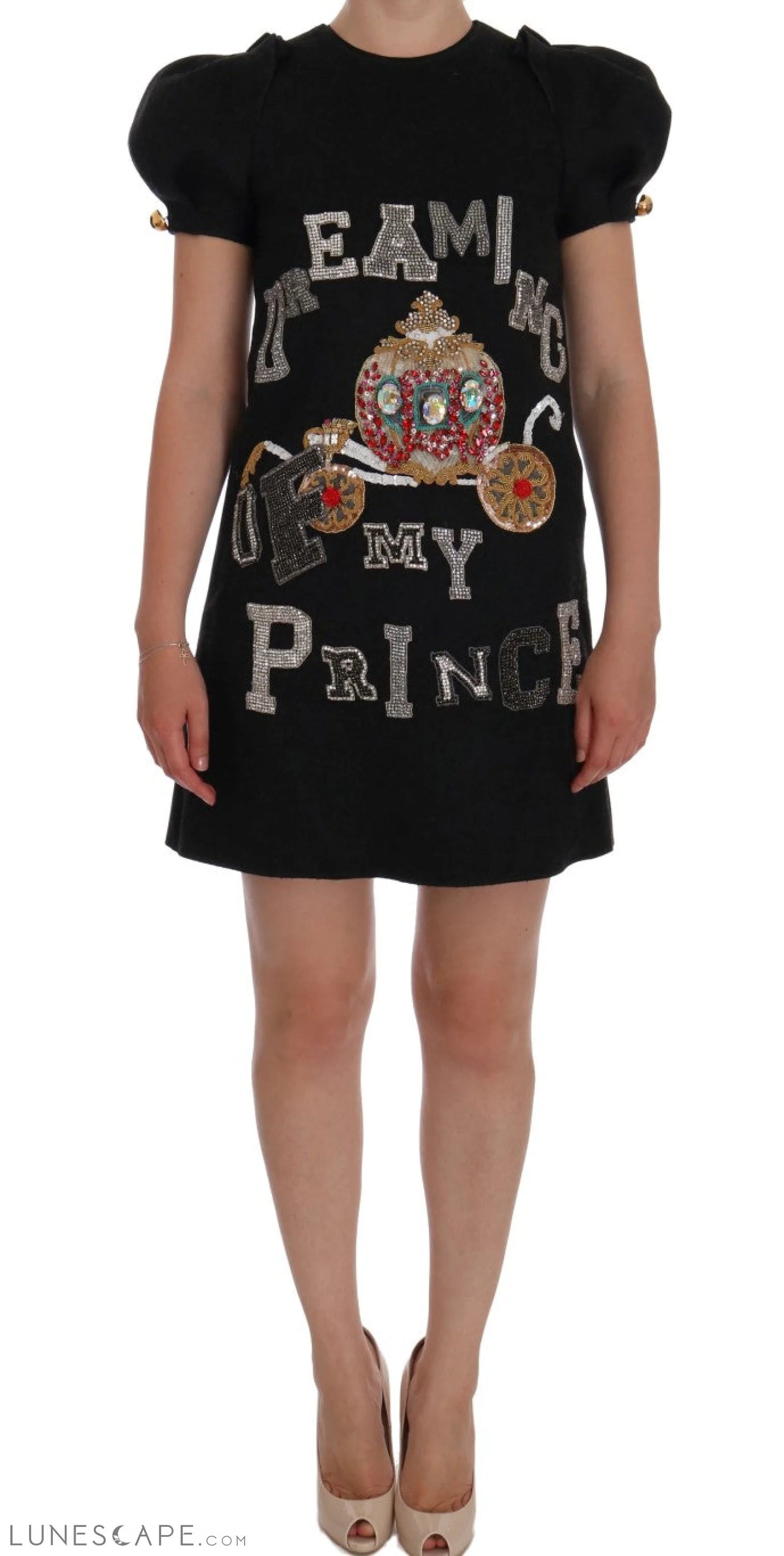 Weekend Specials Galore Dolce & Gabbana Enchanting Wool Crystal Encrusted Midi Dress