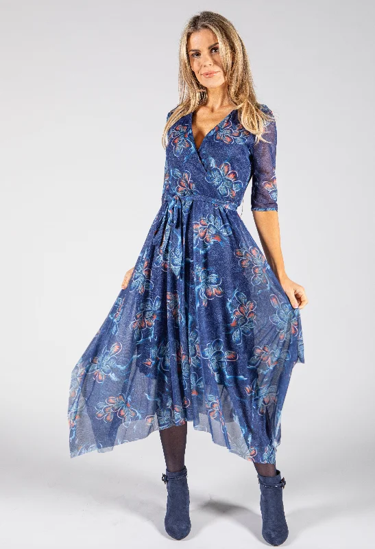 Weekend Hot Bargains Floral Print Midi Wrap Dress
