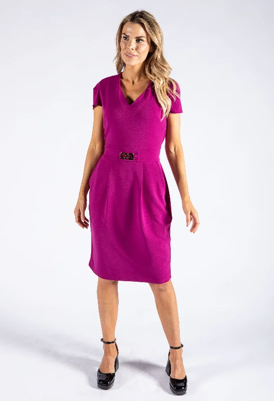 Weekend Shopping Deals Front Buckle Midi Dress