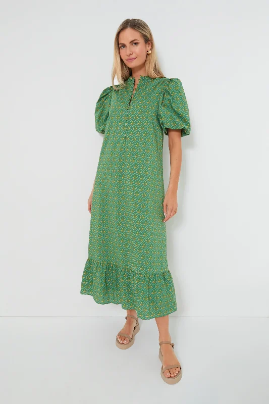Special Offers Green Diamond Floral Mimi Midi Dress