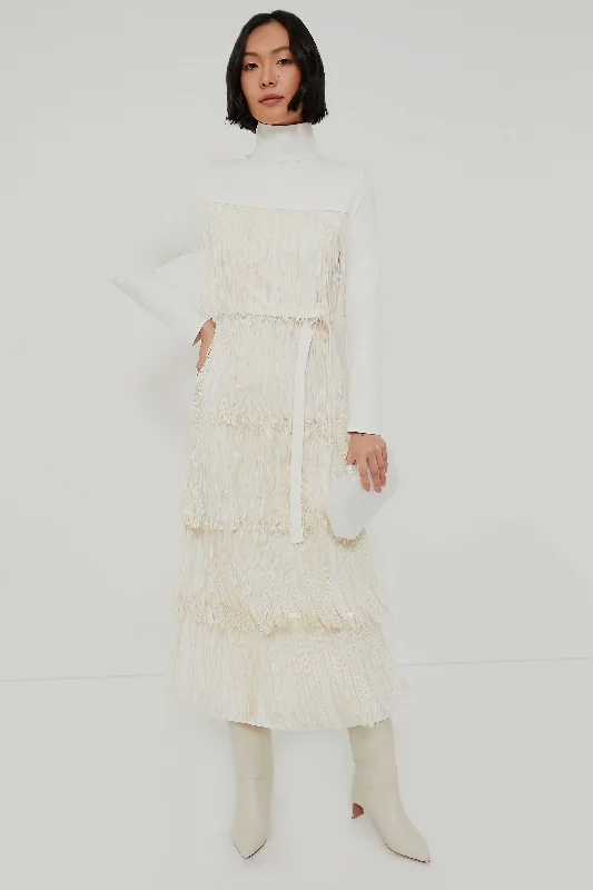 Weekend Must-Have Offers Ivory Fringe Midi Dress