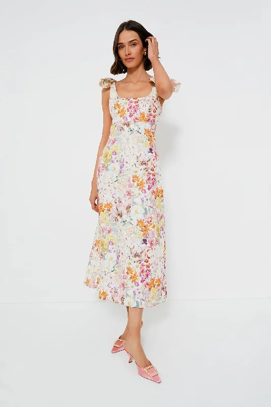Weekend Shopping Fever Kaleidoscope Garden Harmony Tie Shoulder Midi