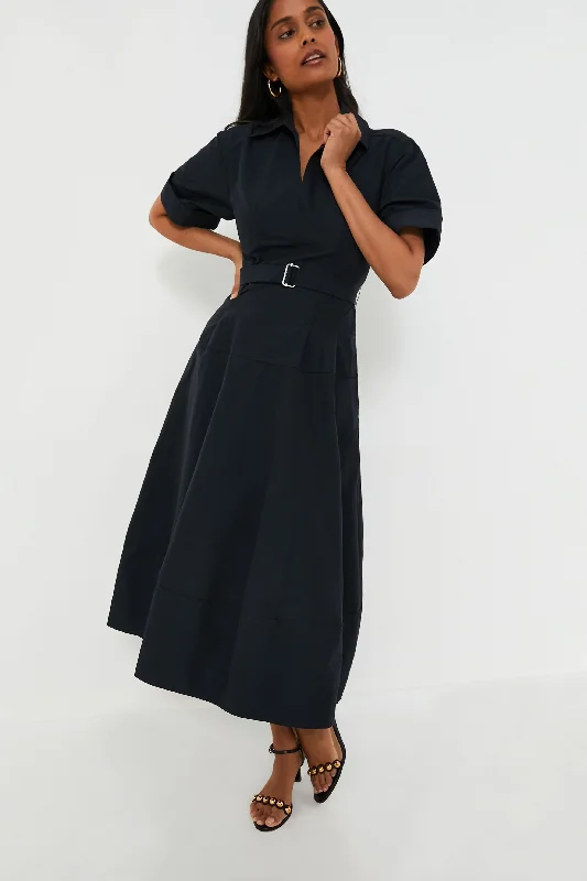 Weekend Flash Offers Midnight Deanna Short Sleeve Belted Midi Dress