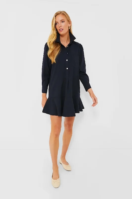 Hot Deals Navy Crepe Callahan Shirt Dress