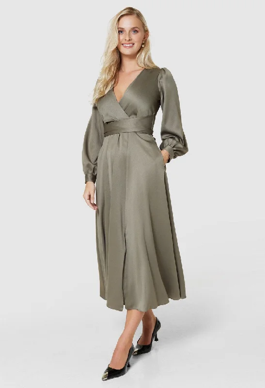 Weekend Offers Galore OLIVE FULL SKIRT MIDI DRESS