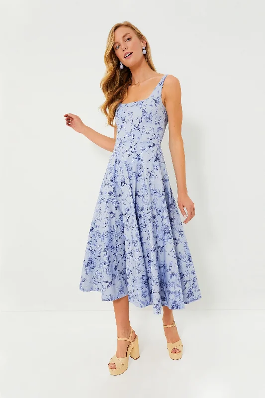 Weekend Low Prices Periwinkle Sketchbook Floral Midi Wells Dress