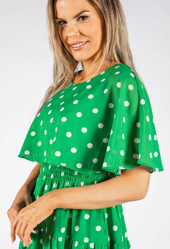 Weekend Deal Rush Polka Dot Tiered Midi Dress