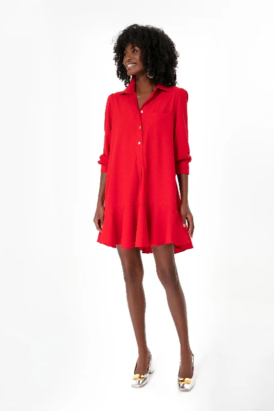 Unbeatable Bargains Red Crepe Callahan Shirt Dress