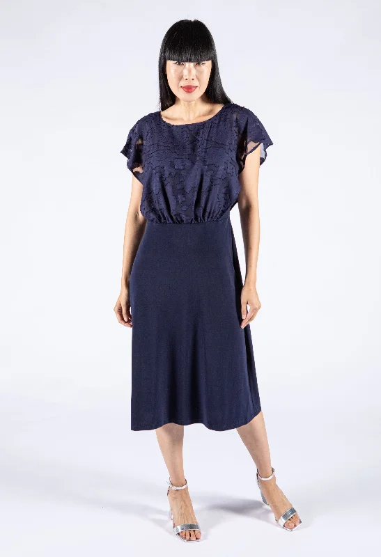 Weekend Price Drop Frenzy Sheer Floral Detail Midi Dress