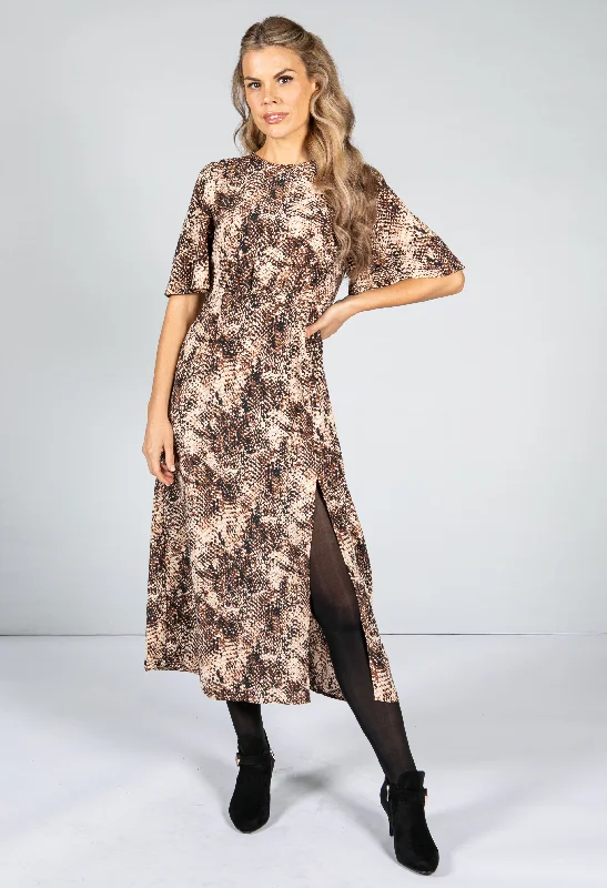 Weekend Flash Deals Snake Skin Print Midi Dress
