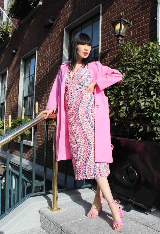 Offer Ending Soon Abstract Square Pattern Midi Dress