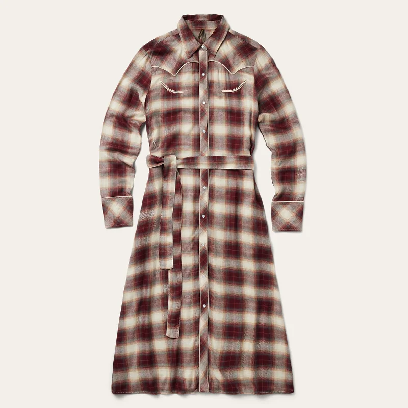 Sale of the Year Black Cherry Plaid Shirt Dress